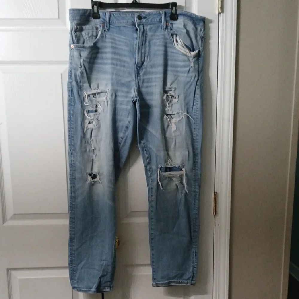 American Eagle Airflex+ Distressed Light Blue Men's Jeans Sz 38x32 EUC
